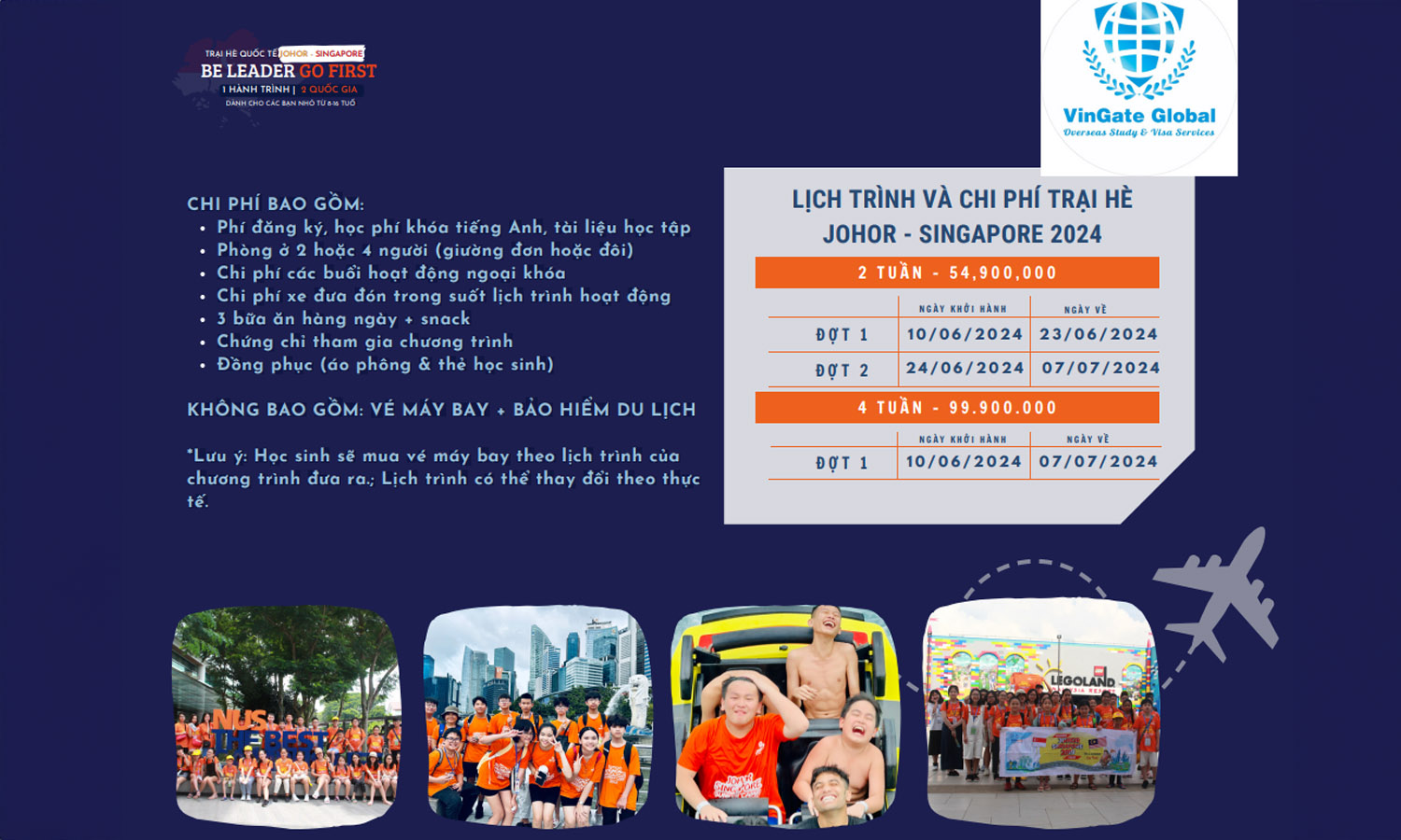 Chi phí của chương trình Trại hè Quốc Tế Johor – Singapore 2024 Chi phí của chương trình Trại hè Quốc Tế Johor – Singapore 2024